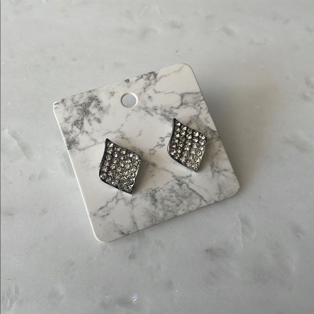 Silver Faux Diamond Earrings - Picture 1 of 2